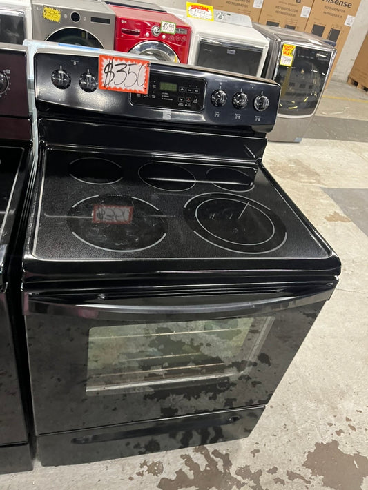 = Kenmore Black glass top electric range 220v 5 burner warm zone bake broil Refurbished BLACK fast boil 30" #ELST45B