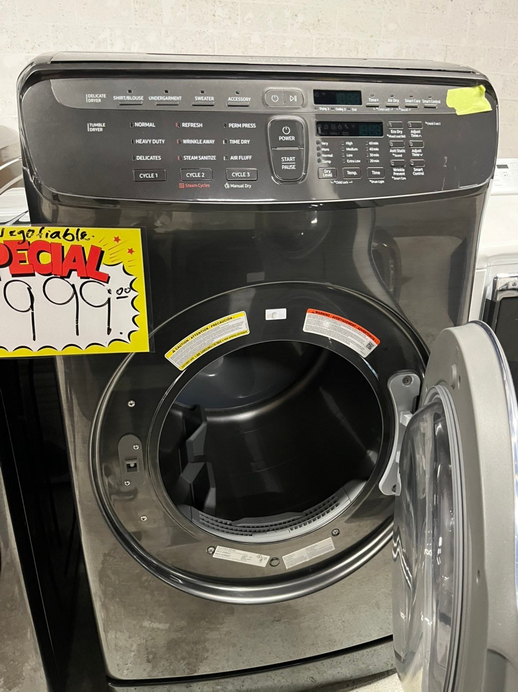 Samsung 6.0 cu. ft. Brushed Black Smart Dial Washer W/ FLEX Wash WV60A9900AV   & 7.5 cu. ft. Smart Electric Dryer with FlexDry™ in Black Stainless Steel side by side Mix and Match SET 27 wide #EDBL10B