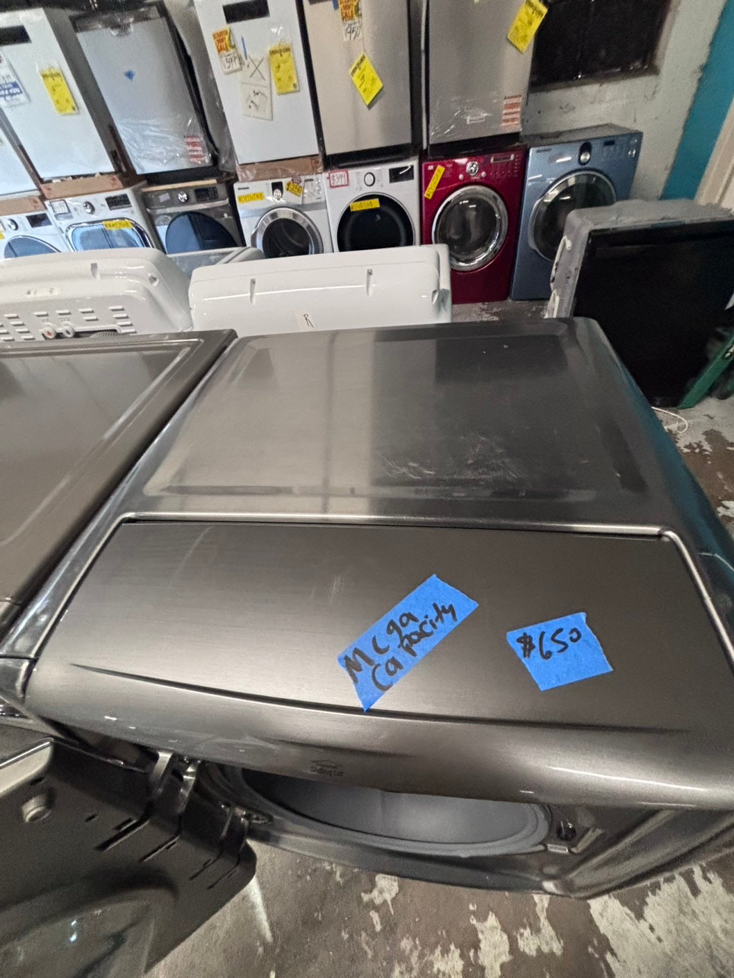 >*LG mega capacity gray front load washer large capacity stackable or side by side  29” in used-Refurbished #MCP44WB