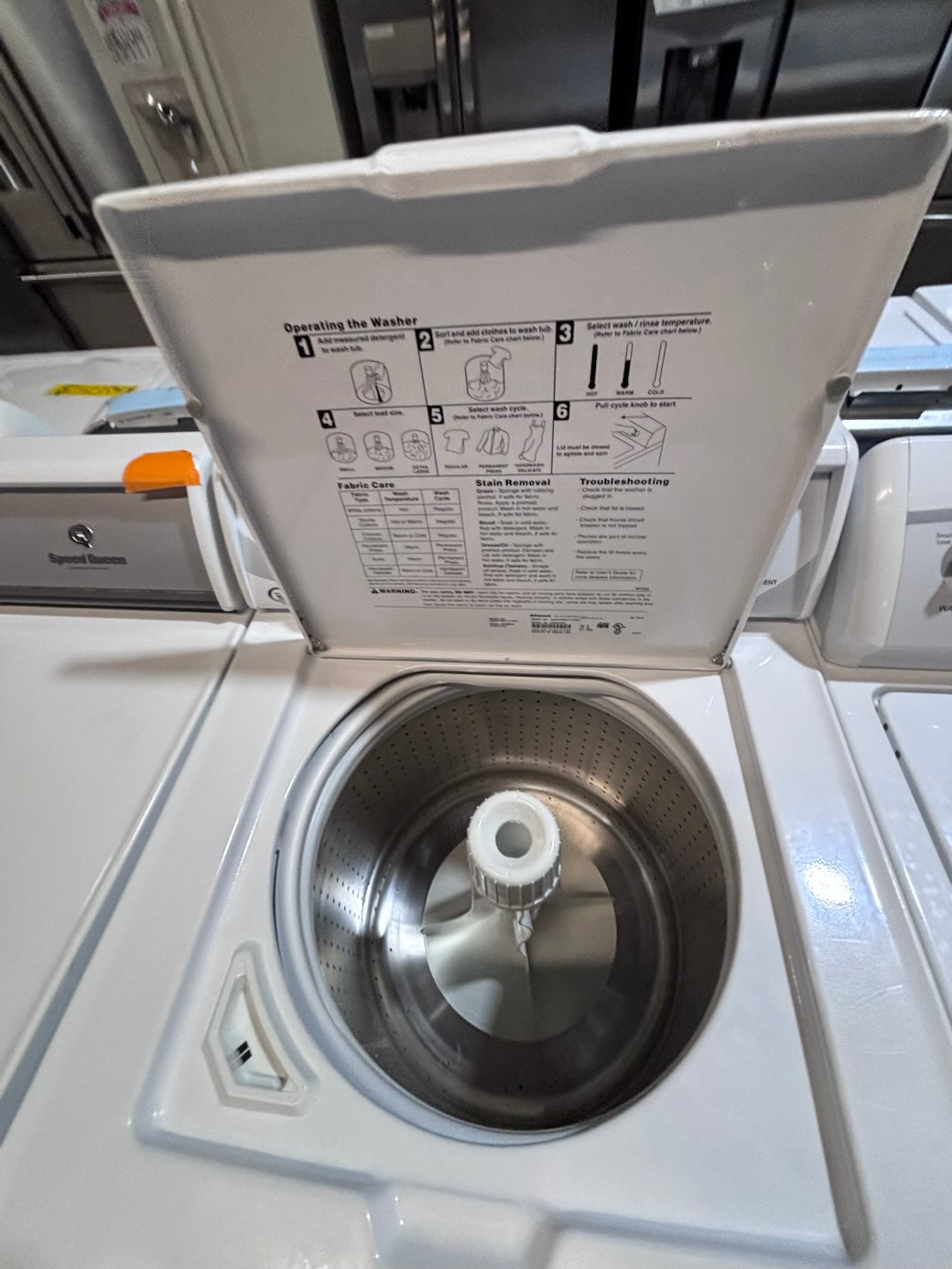 }speed queen top load washer large capacity with agitator & electric dryer 220v  set top load side by side used, refurbished      #SZA6TOB
