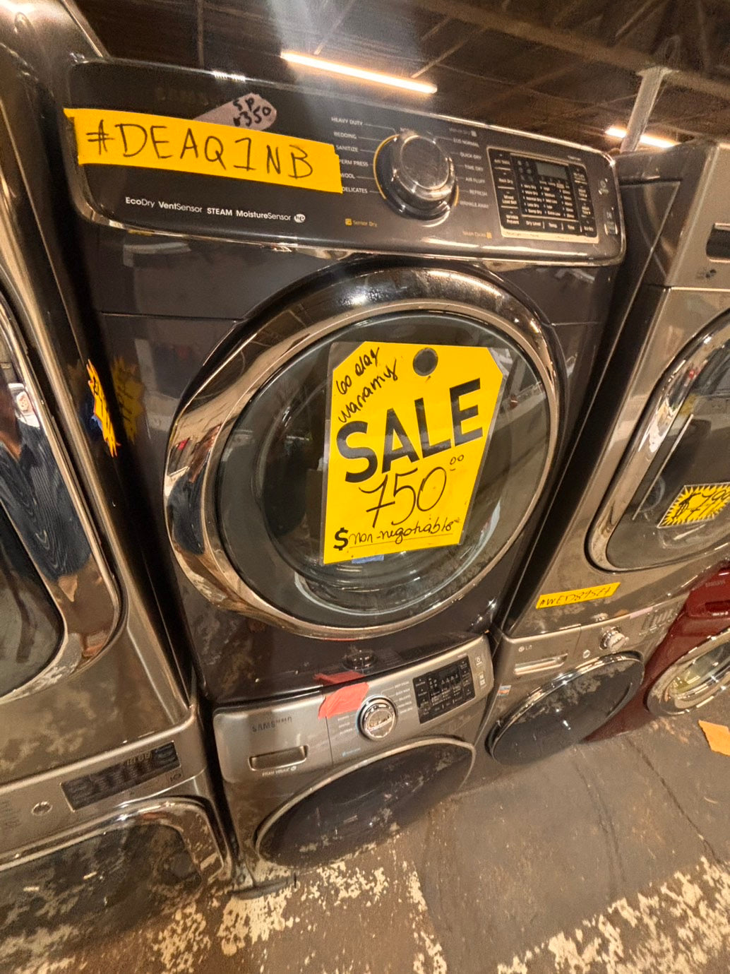 >*Mix & match Samsung dark gray  washer & gas dryer set front load stackable or side by side  27” in used Gas  -Refurbished #SGN14WB