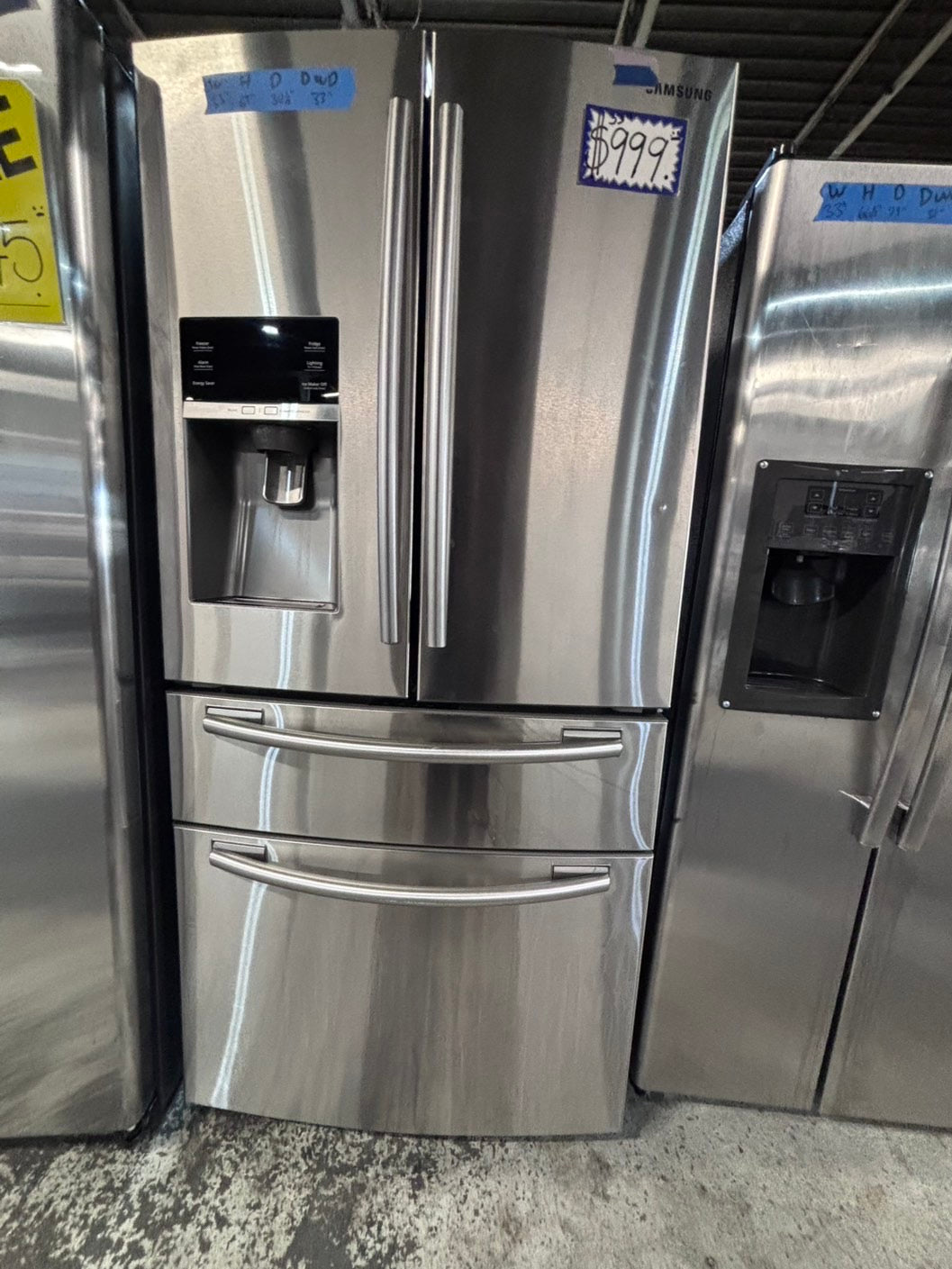 >*Samsung 4-doors French door Refrigerator 33w x 69h stainless steel w/ ice water dispenser 33" #RL7Q33QB