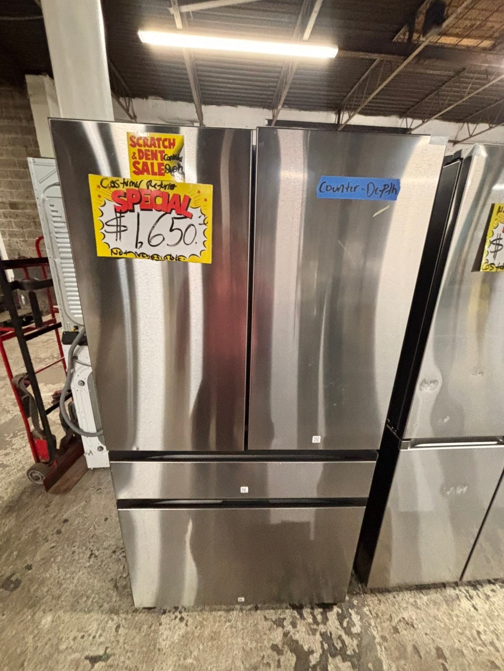 >special 🔥New open box (costumer return ) Counter Depth 4-Door French Door Refrigerator. A revolution in convenience and design, the concealed Beverage Center features both a water dispenser and ice maker 
#RFSZ51YB (Copy)