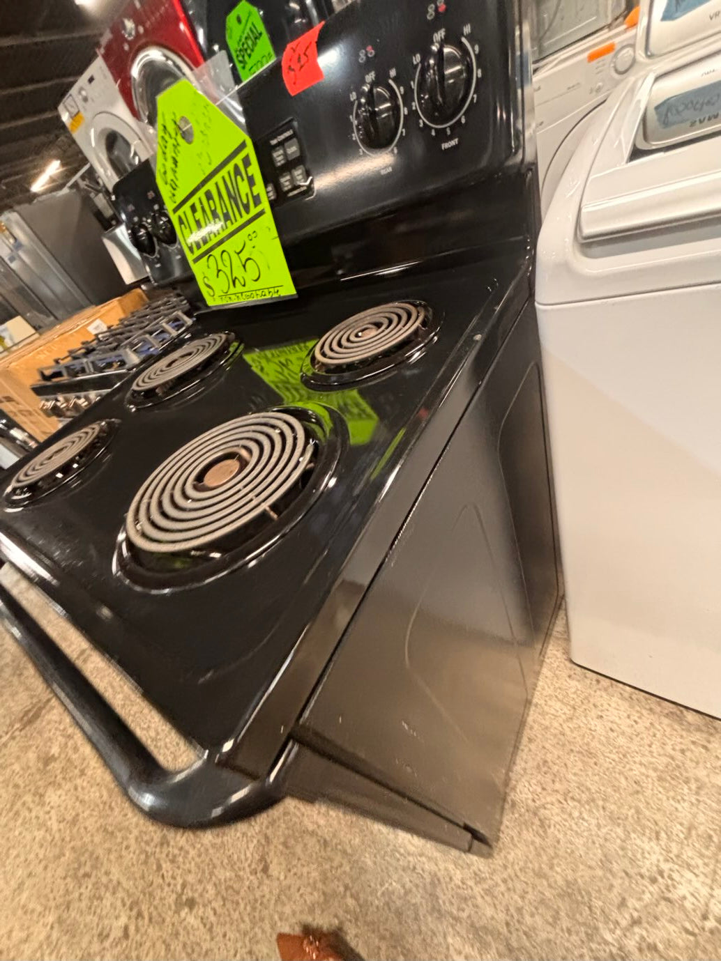 }} GE  black electric coil top range coil 220v bake /Broil 4 burner used-Refurbished  great condition 30" working 💯 with warranty  #GES9G4B