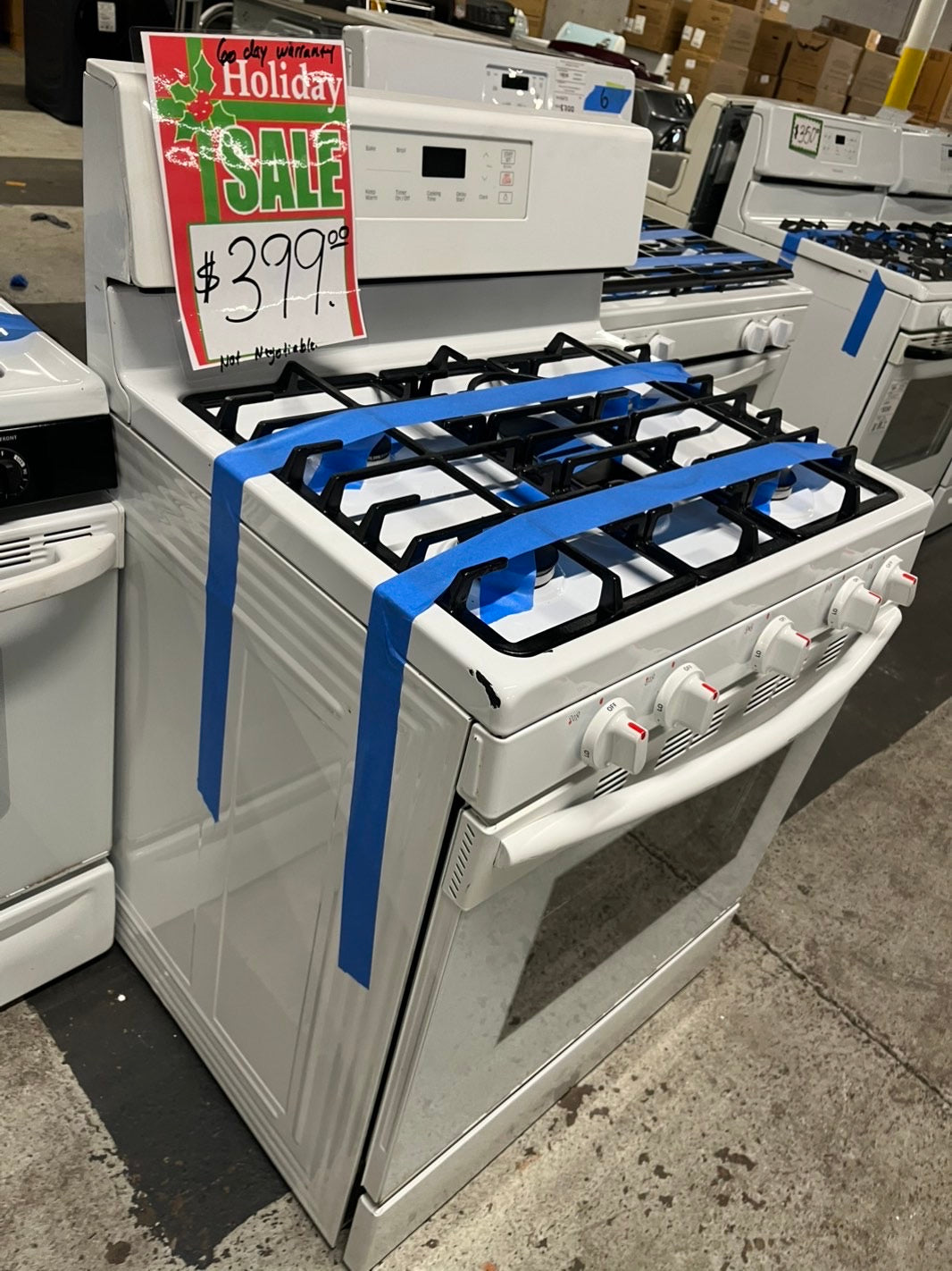 🎁🎄Holiday sale‼️Samsung gas range 5 burner bake broil in white Refurbished 30" #GR27RB