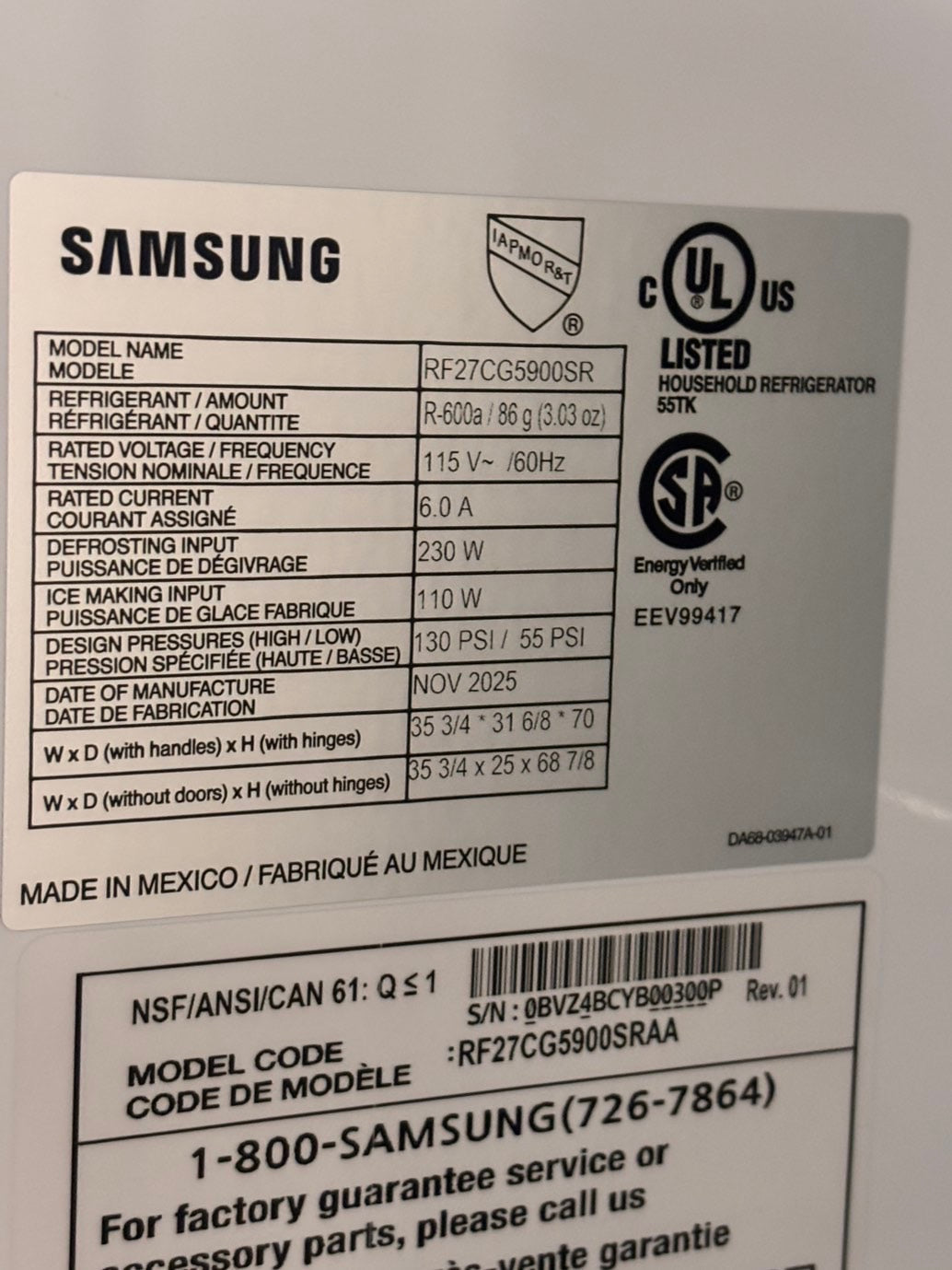 >special🎈new open box Samsung family hub 27cu.ft Standard Depth 3-Door French Door Refrigerator in Stainless Steel 
#RFHUHZ4B 36” in