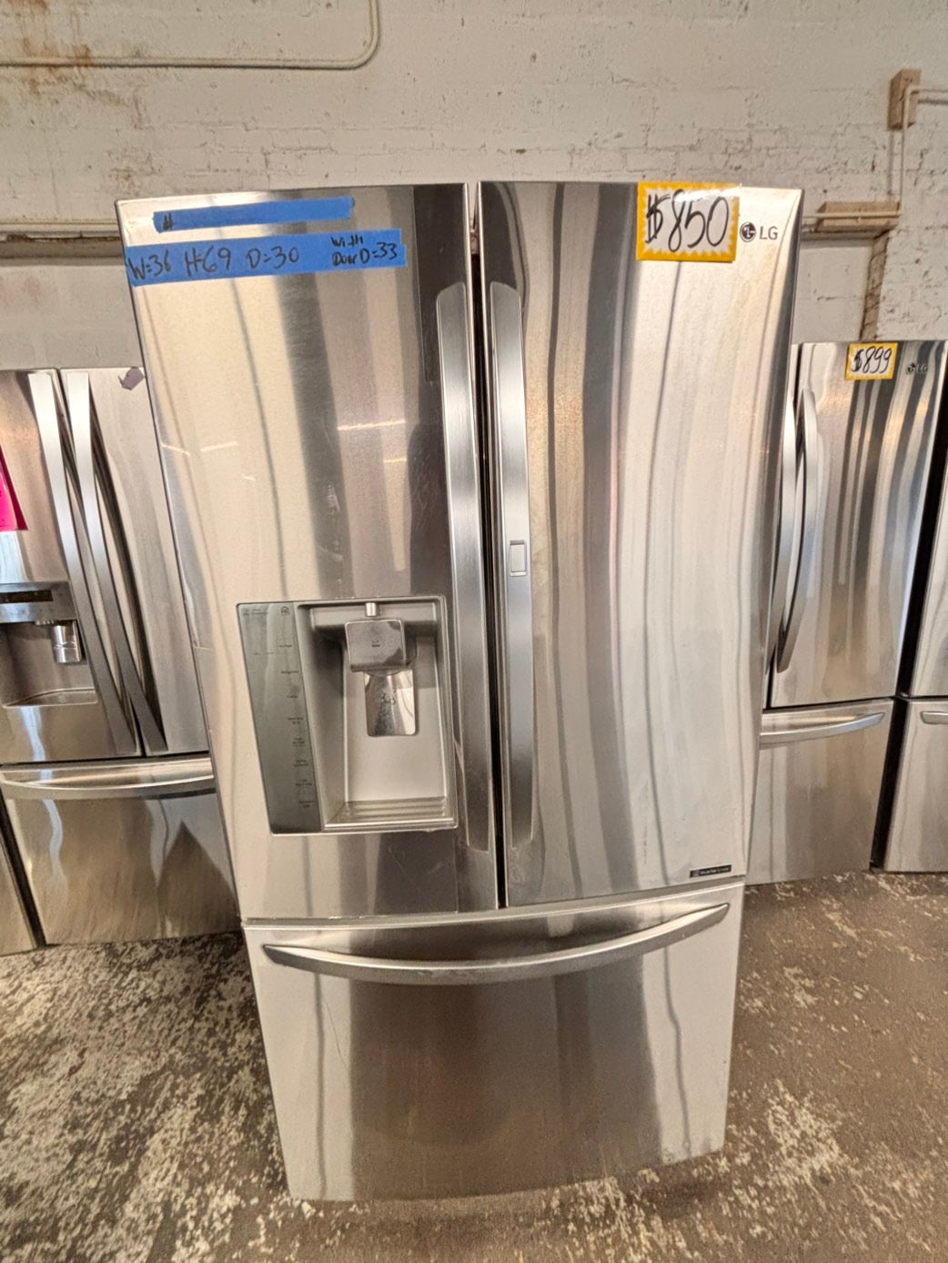 >LG door-in door French Door Refrigerator Super-Capacity with ice maker & water dispenser ,with  used-refurbished #LG30PASB