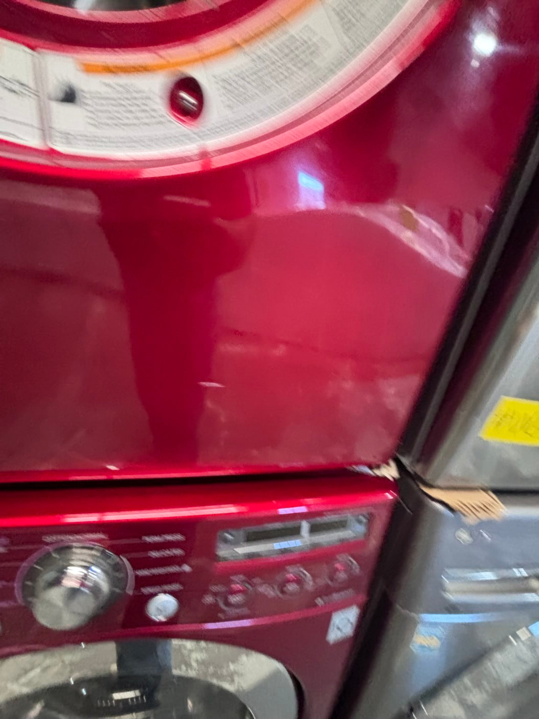 }special 🔥LG washer large capacity& GAS dryer steam set front load stackable or side by side red  27” in used-Refurbished #FWU34VBSET