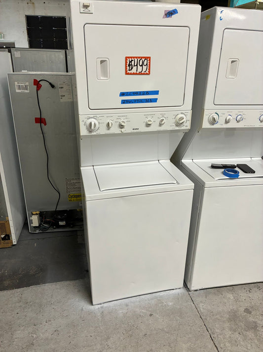 Kenmore stacked laundry center Electric 220v washer & dryer set in white 27" #LC4922B