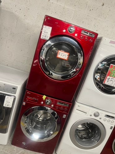 - LG washer 4.5 cu ft & dryer 7.5 cu ft set electric 220v front load stackable - sensor dry He in Red  #WDR45B