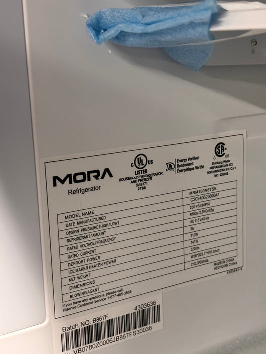 >Mora 25.6 cu.ft. Standard Depth French Door Refrigerator new open box 📦 costumer return #RMA331B