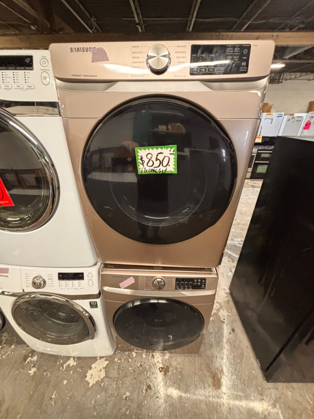>*Samsung steam washer 4.5 cu ft & dryer 7.5 cu ft set electric steam 220v front load stackable or side by side - sensor dry He Tuscan  color  #W7TWWBSET