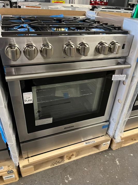 - Bloomberg Gas range 5 burner stainless steel convection bake, convection Roast broil Sabbath 30" #RF740YB