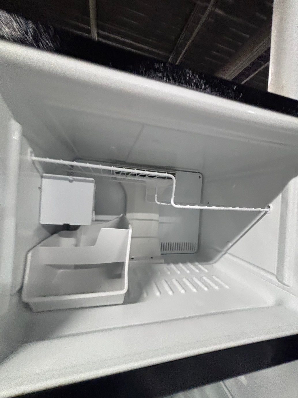 >*28”GE top freezer fridge with ice maker inside stainless steel  used-refurbished #FGBS3RB