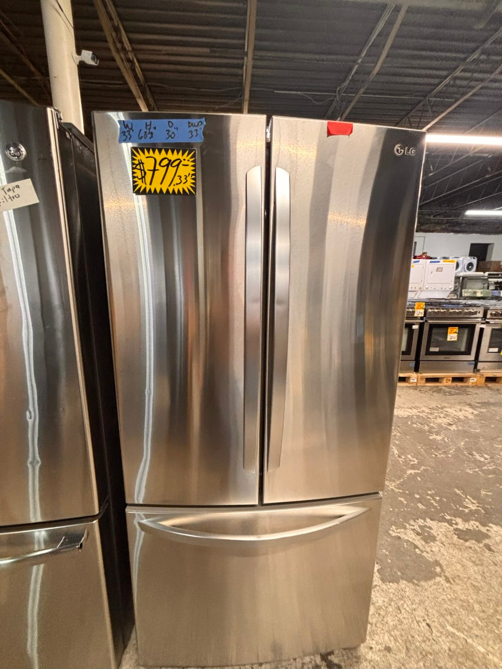 }}LG  33” x 68.1/2 h wide doors French door Refrigerator  with ice  🧊 maker inside #DFLGH338B