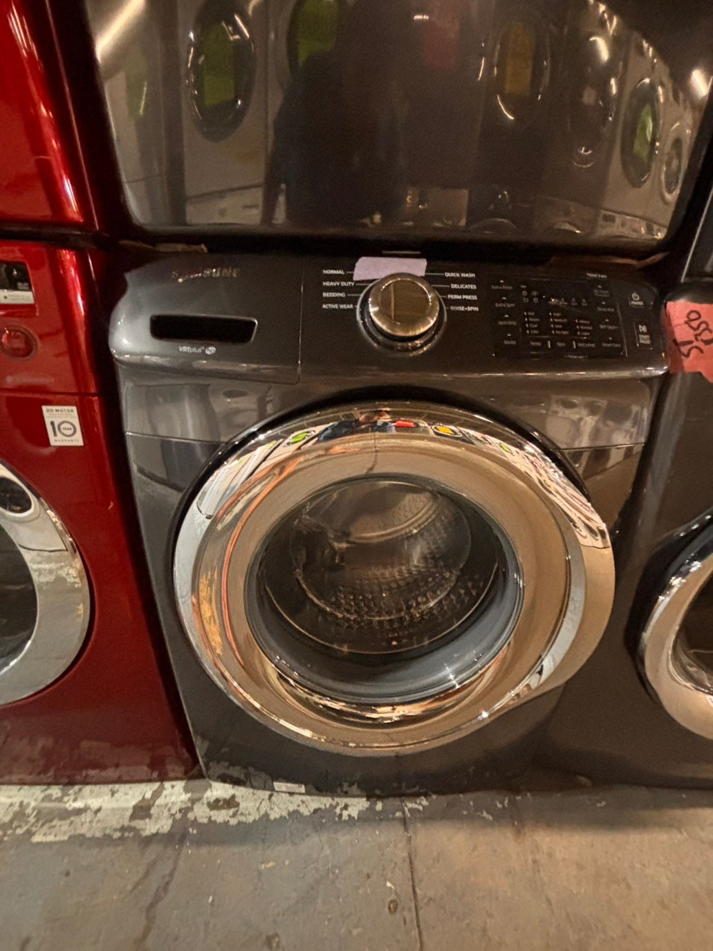 >*Samsung dark gray  washer front load stackable or side by side  27” in used-Refurbished #SGA23WB