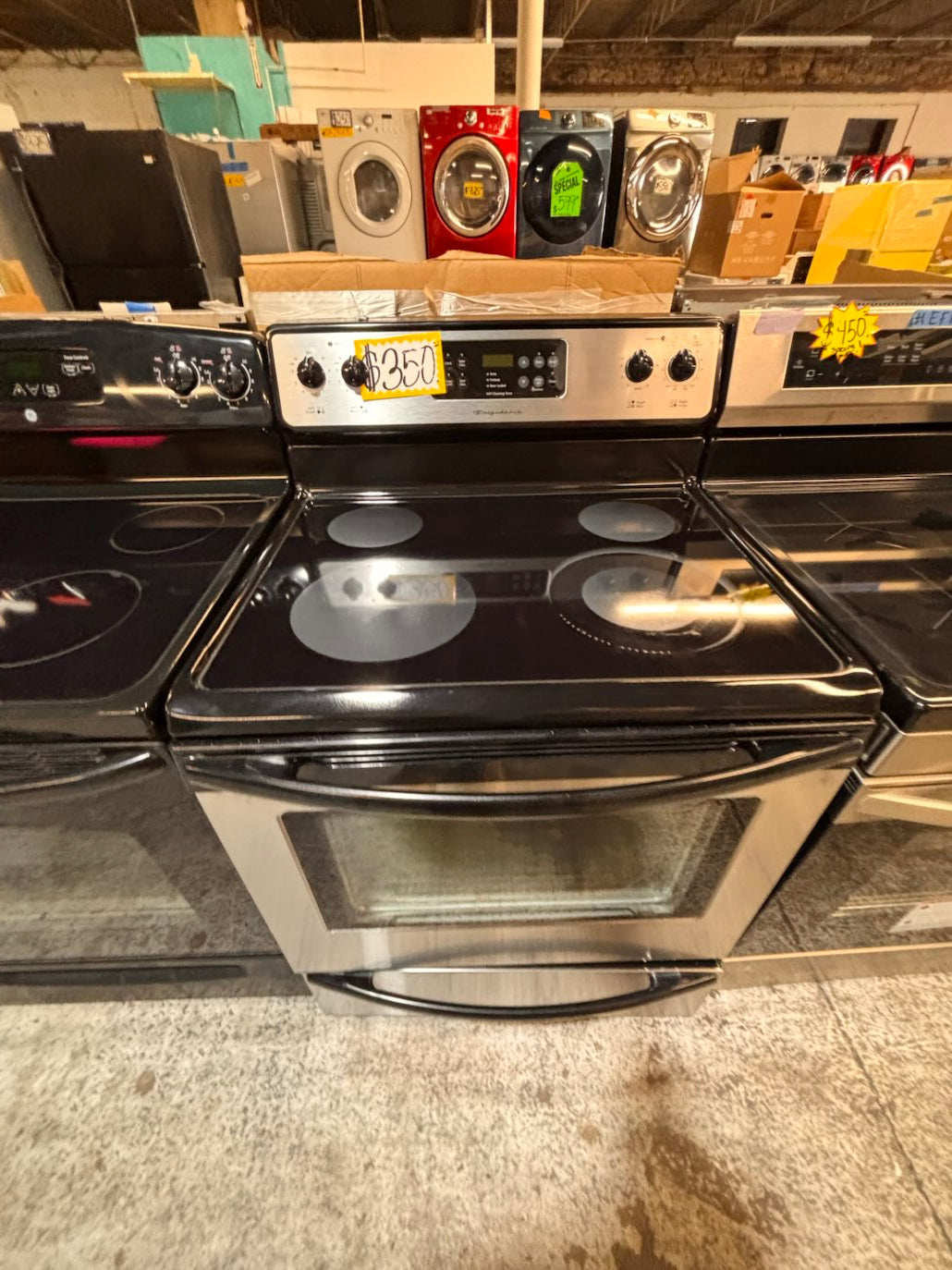 }} Frigidaire electric 220v glass top range bake Broil roast self clean oven stainless steel working 💯  with warranty ! 30" used-Refurbished #ESFT401B
