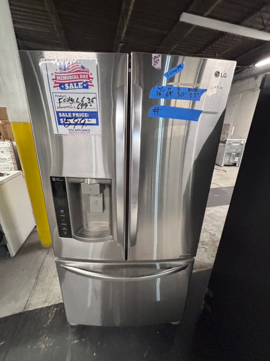 >special 🔥Used good  condition used-Refurbished LG 36”x69h x 291/2 depth  refrigerator stainless steel w/ice & water dispenser 36 “ #RFLG44CB