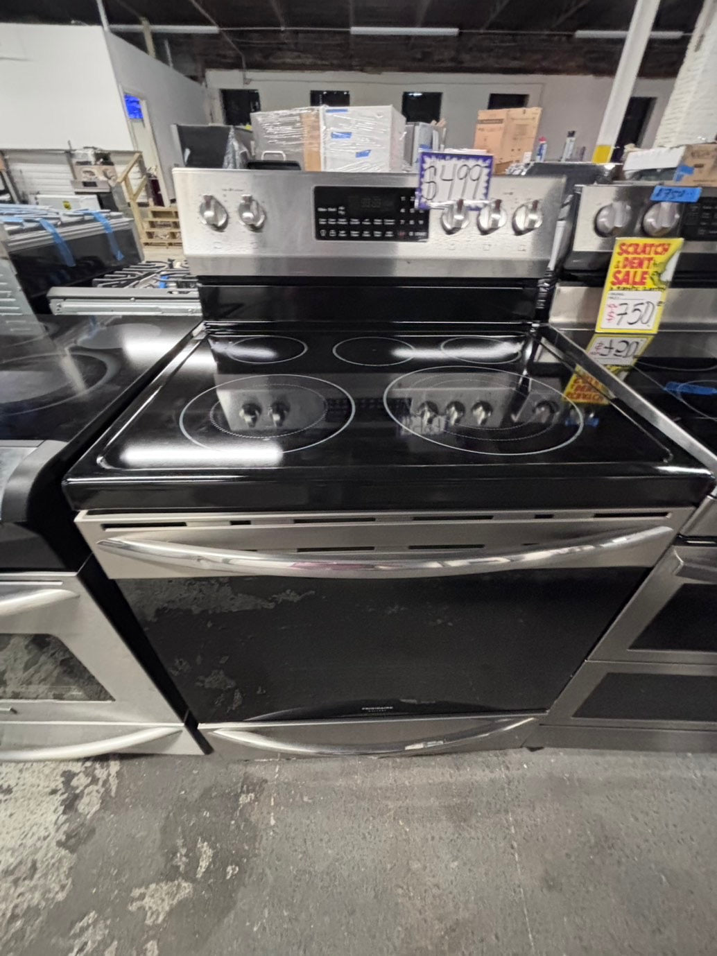 >*frigidaire Air-fry Glass Top electric stove stainless steel convection oven bake broil 5 burner Self clean 30” used-Refurbished #FEA5Q1B