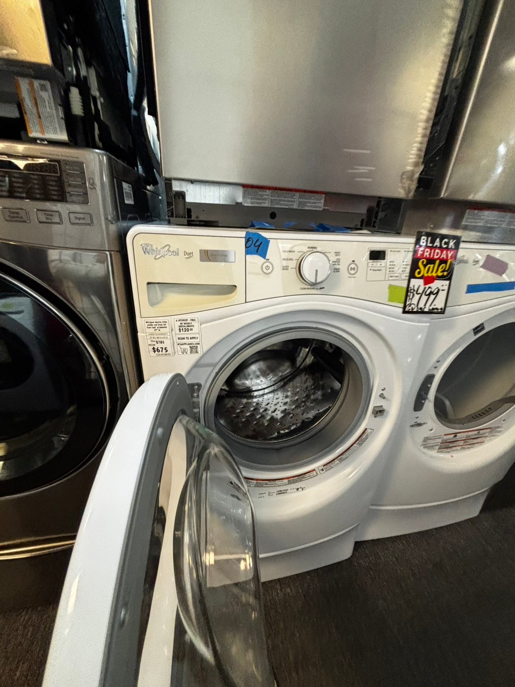 -Black Friday sale 🦃Whirlpool electric 220v washer and dryer set front load w/pedestal 27" in 
ITEM #Refurbished ED957PL
