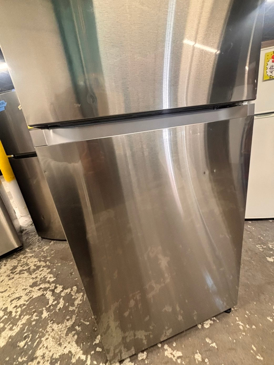 >29” samsung top freezer fridge stainless steel with ice maker inside used-refurbished #TRF8BL