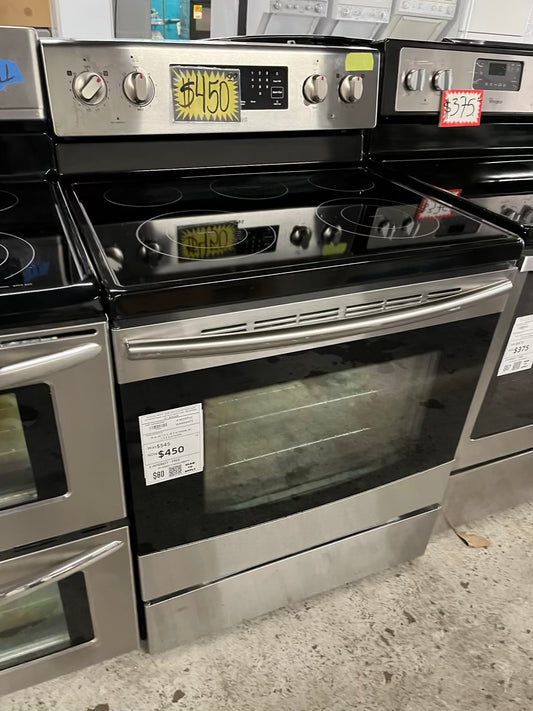 Samsung electric range 220v 5 burner warm zone convection bake roast broil steam clean Refurbished 30" #ER534AB
