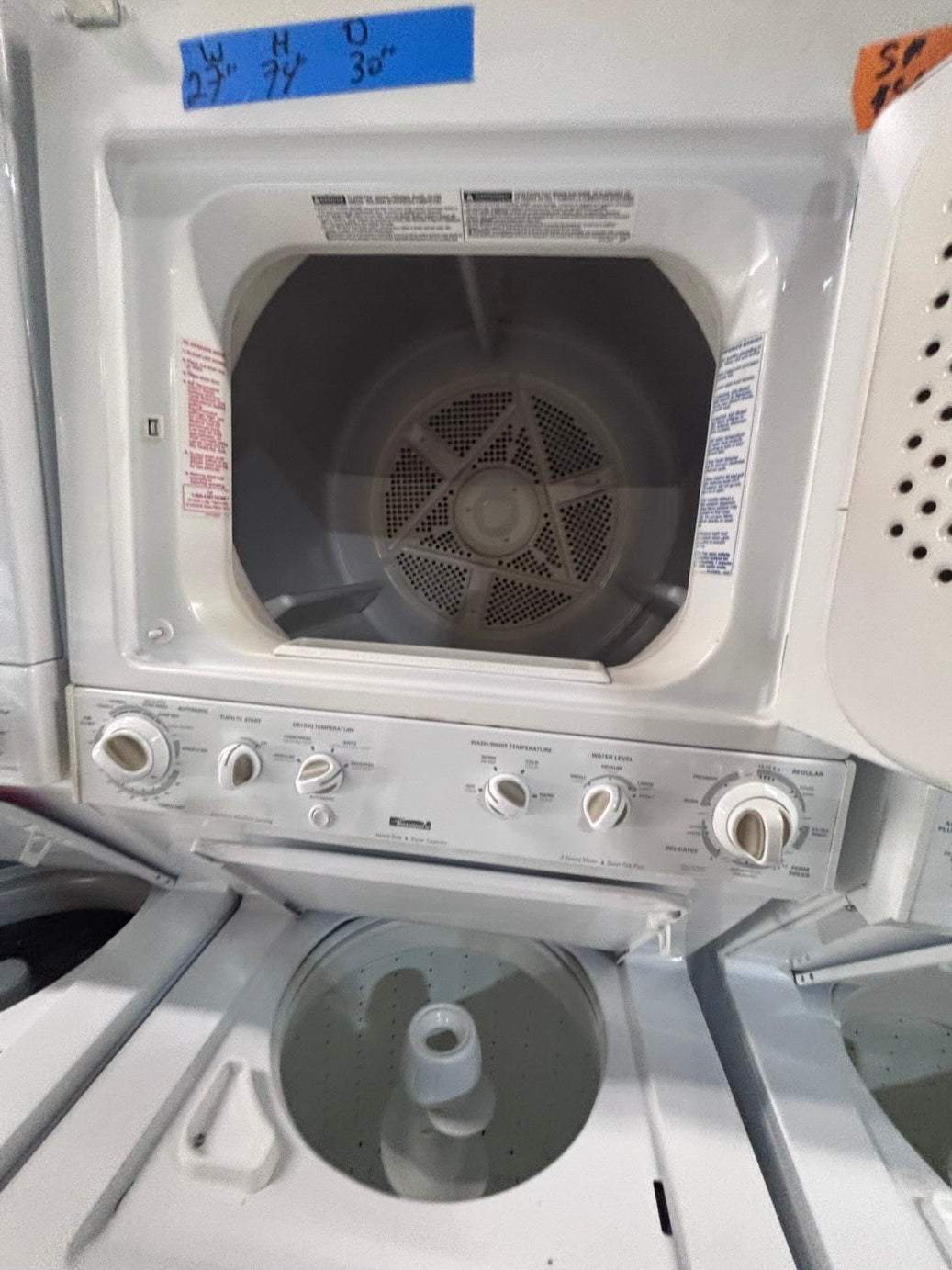 }special 🎈🎈Kenmore used-  refurbished stacked laundry center Electric 220v washer & dryer unit in white 27" #LC27A15B