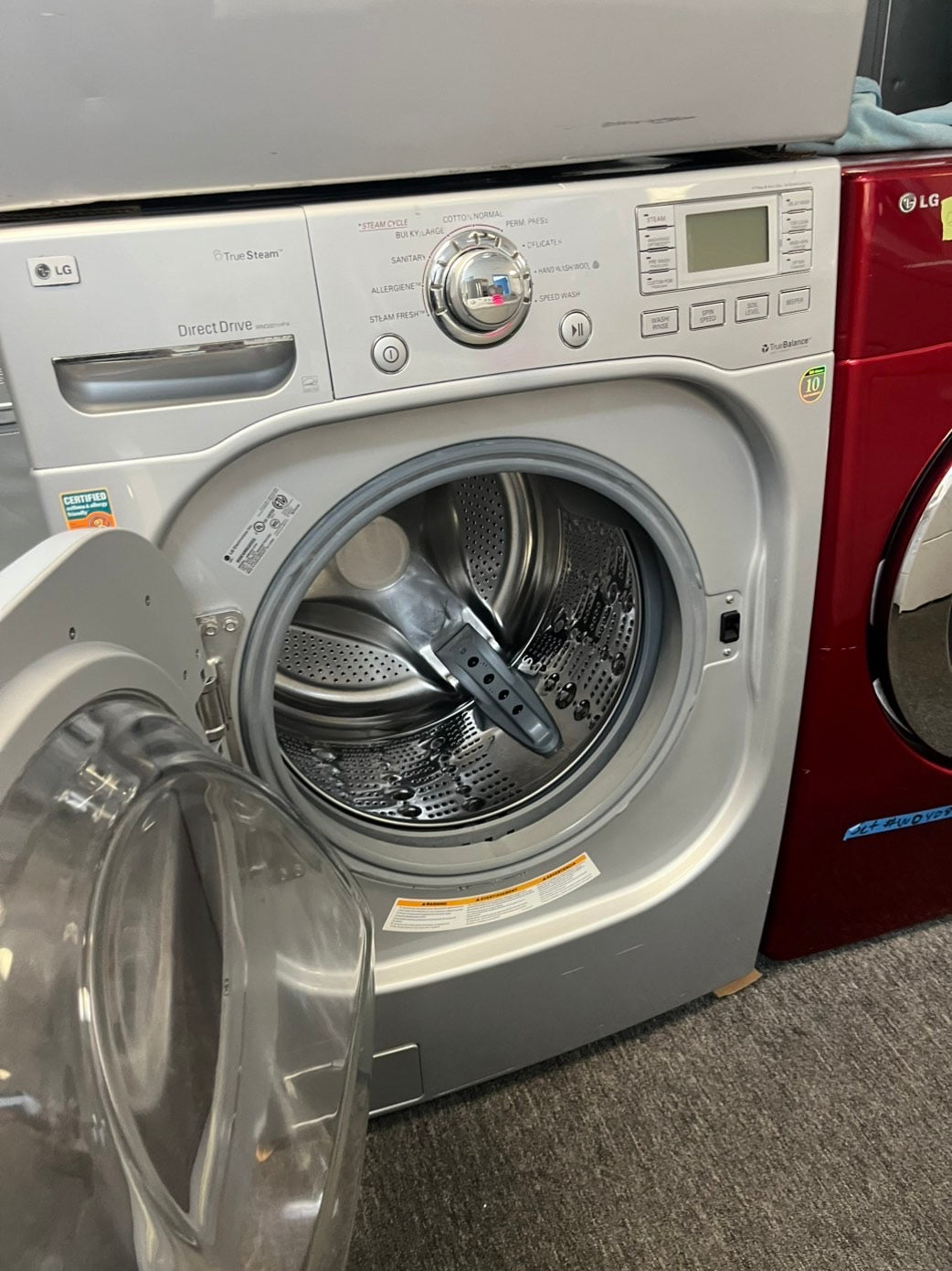 >LG true steam washer 4.5 cu ft & steam dryer 7.5 cu ft set electric 220v front load stackable or side by side Gray - sensor dry    #WFLHDR27L