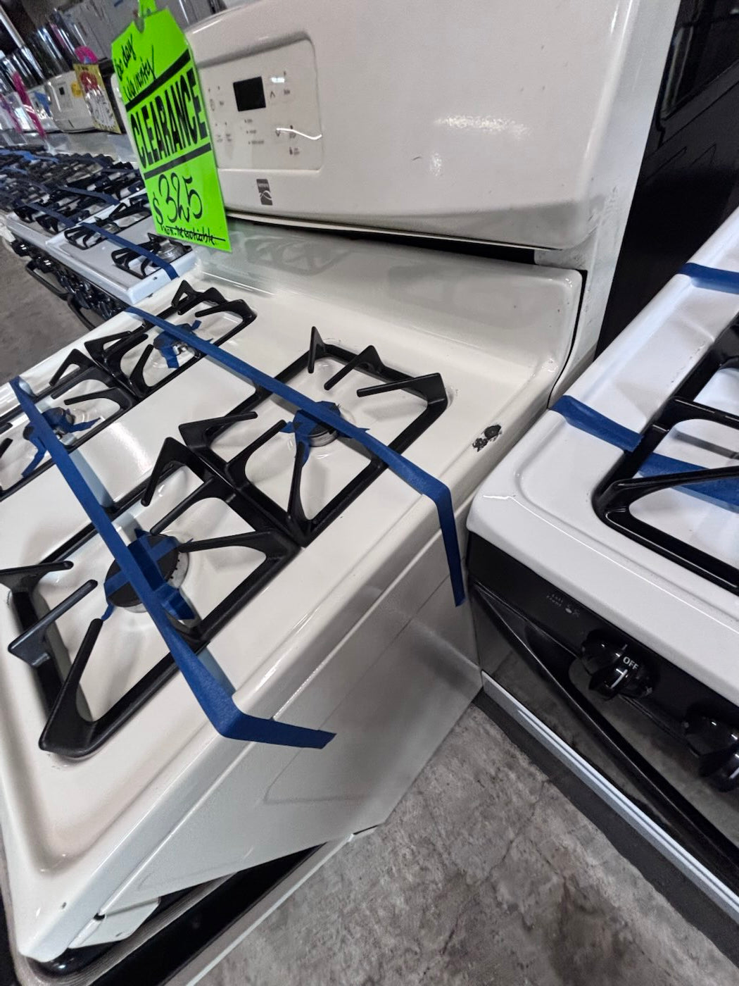 }sale🔥Kenmore  Gas range 4 burner bake broil Hi/Lo self clean in off white working 💯 with warranty ,used-Refurbished 30” #KG66D7B