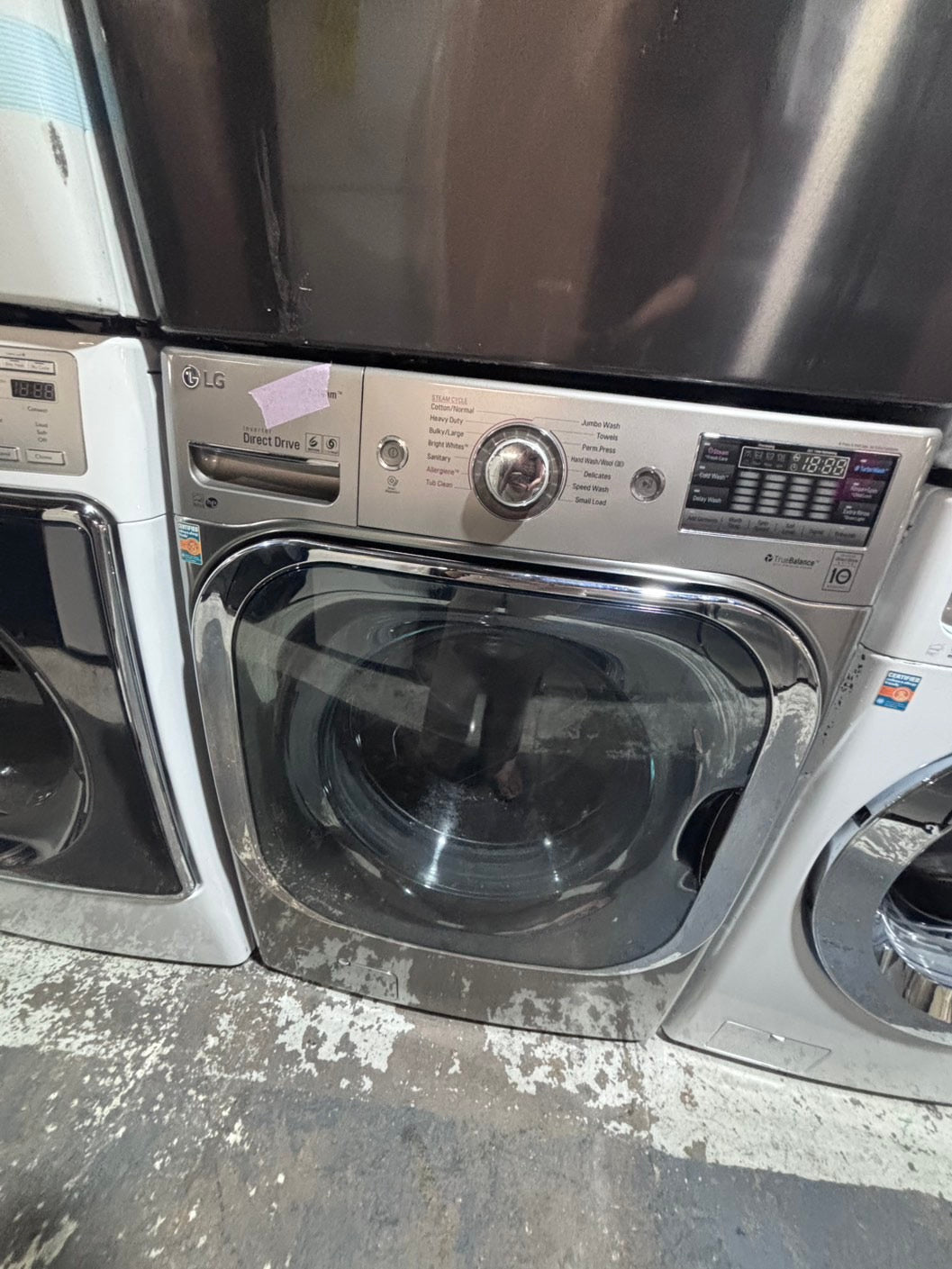>*used great condition 29”refurbished LG steam washer & dryer mix & match set gas ⛽️ front load jumbo size stackable or side by side stainless steel drum 29" #WEA6G9B
