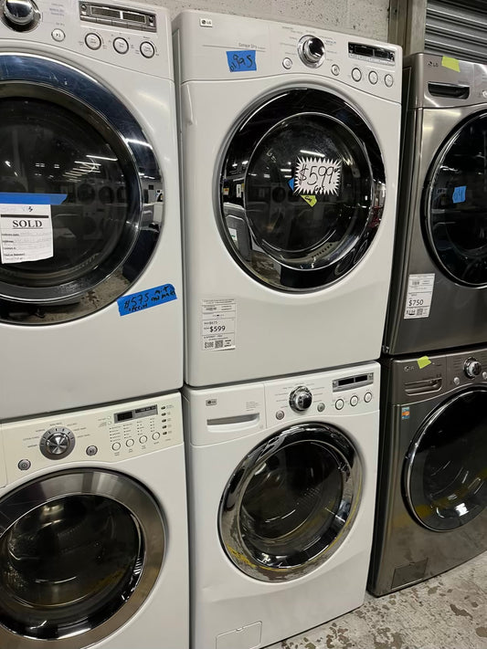 LG GAS washer & dryer set front load stackable in white 30" in Refurbished #WD928HB