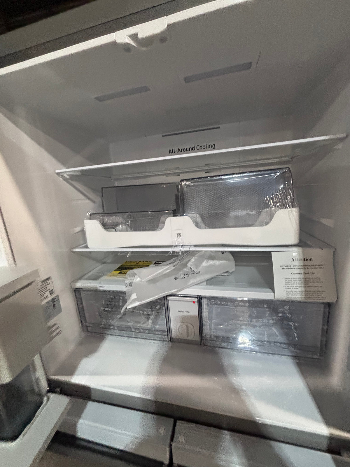 } New open box 📦 Samsung - 36 in. Wide Bespoke 23 Cu. Ft. 4-Door Flex French Door Counter Depth Refrigerator with Beverage Center - Stainless steel working 💯 with warranty #SCD23NB