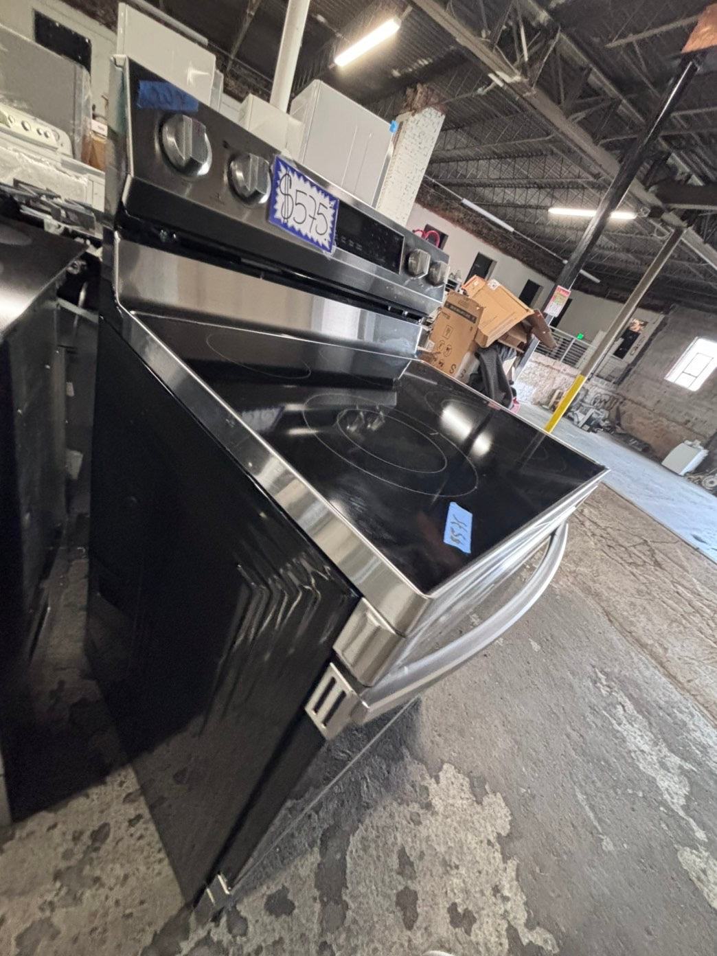 >>samsung Air-fry Glass Top electric stove stainless steel convection oven bake broil 5 burner Self clean 30” used-Refurbished #ESSWQ1B