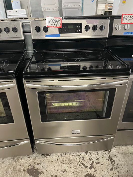 - Frigidaire Gallery electric range stainless steel 5 burner warm zone bake broil self clean 30” item number #ER391PB