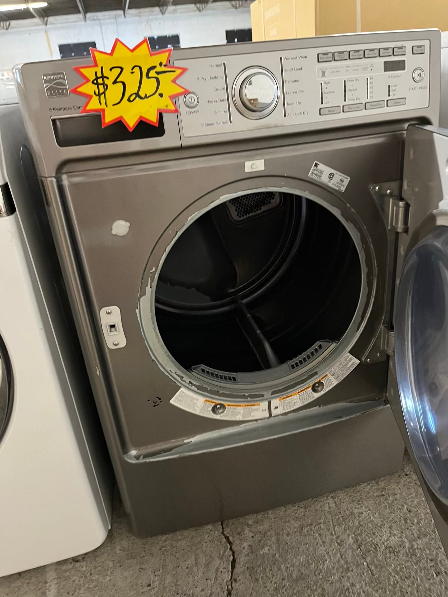 Kenmore Elite front load stackable electric 220v dryer stainless steel w/steam cycle   27" #ED420VB
