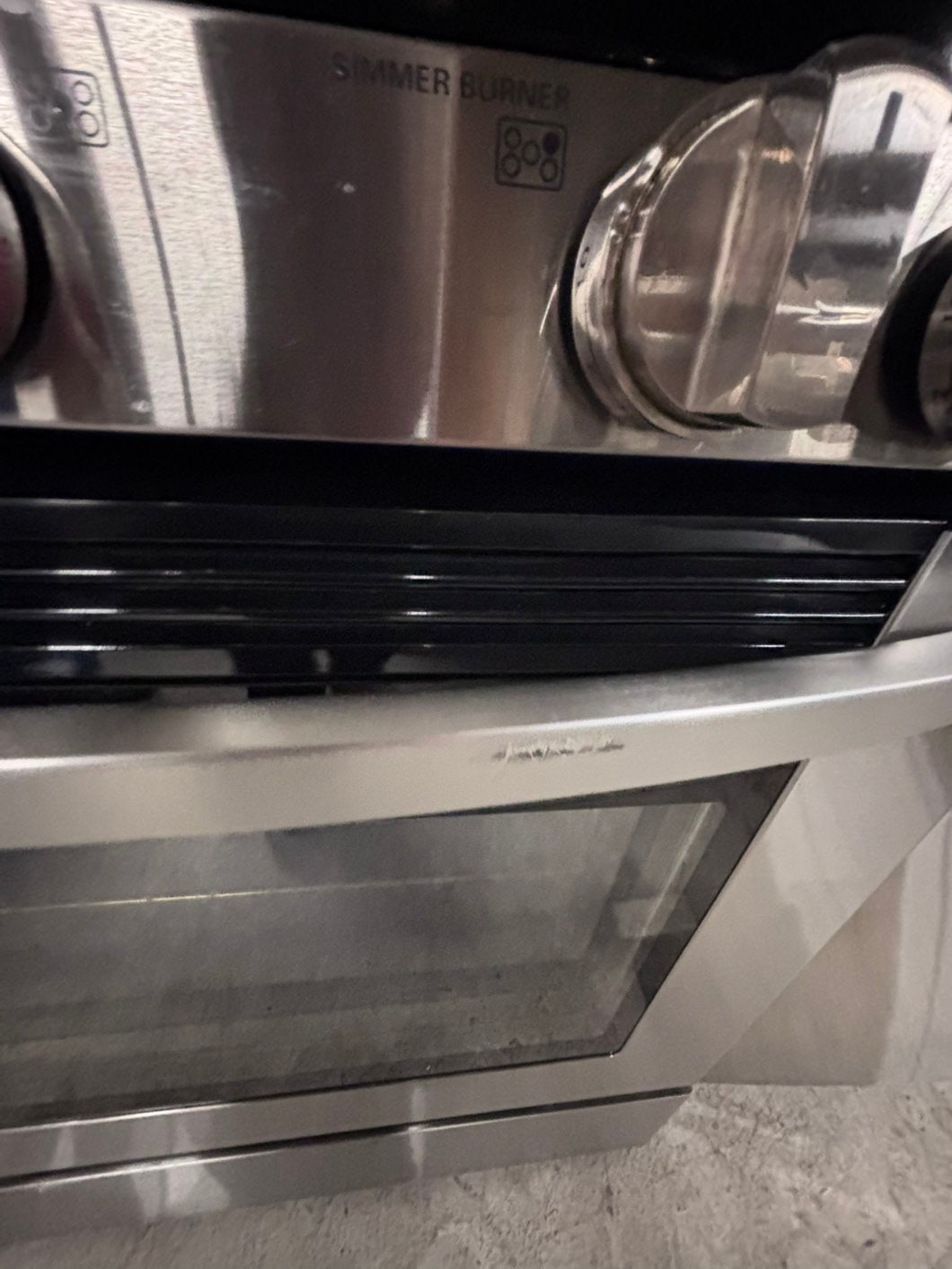 >special 3pc. Combo =LG French door Refrigerator counter depth  w/ ice water dispenser 36",gas stove 5 burners & new the range microwave all same brand  #ARF31B3PC