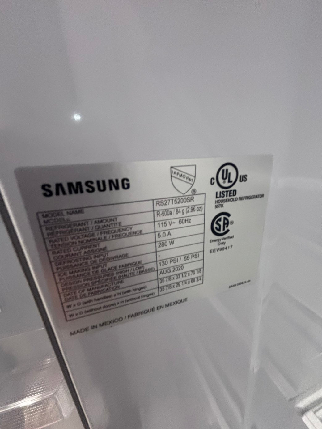 >*July 4th sale🇺🇸🔥Side x side  Refrigerator stainless steel with ice maker & water dispenser /. 36’’used-Refurbished. Item number  #RF66012B