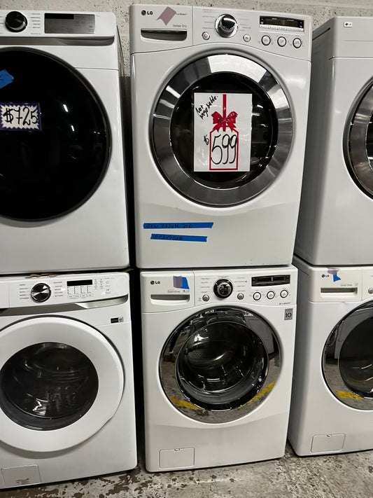 🎄Holiday Sale 🎁LG washer 4.5 cu ft & dryer 7.5 cu ft set electric 220v front load stackable or side by side - sensor dry He in white  #ED49B6B