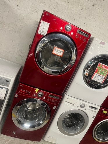 - LG washer 4.5 cu ft & dryer 7.5 cu ft set electric 220v front load stackable - sensor dry He in Red  #WDR45B
