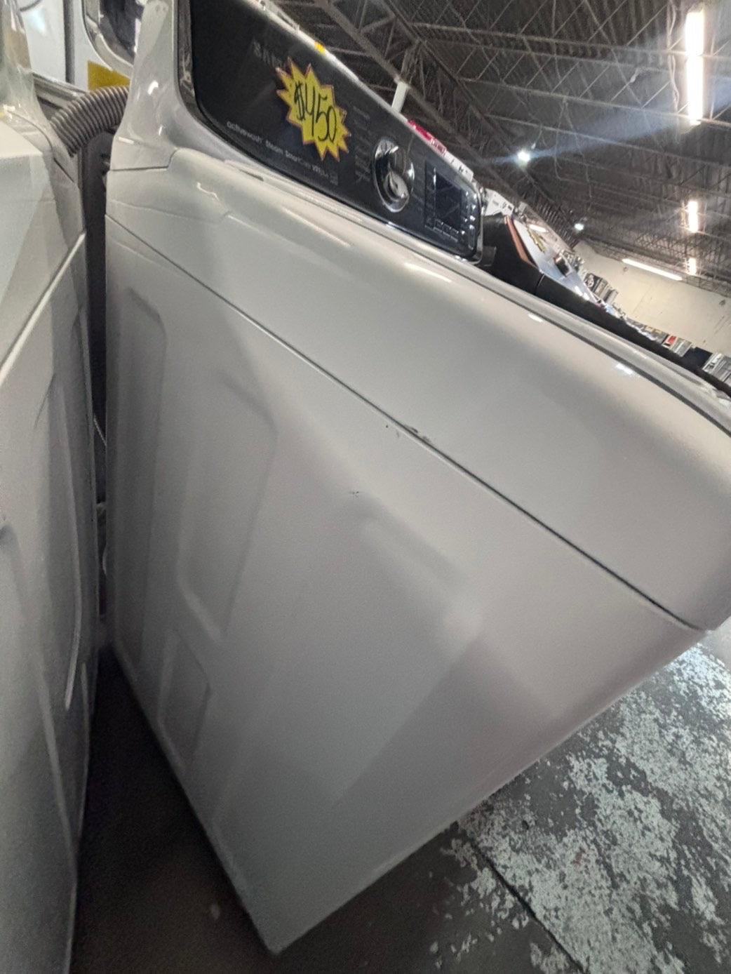 >*july 4th sale 🇺🇸samsung white  top top load washer large capacity & dryer set electric 220v side x side top load stainless steel drum white color used-refurbished #WSYH55B