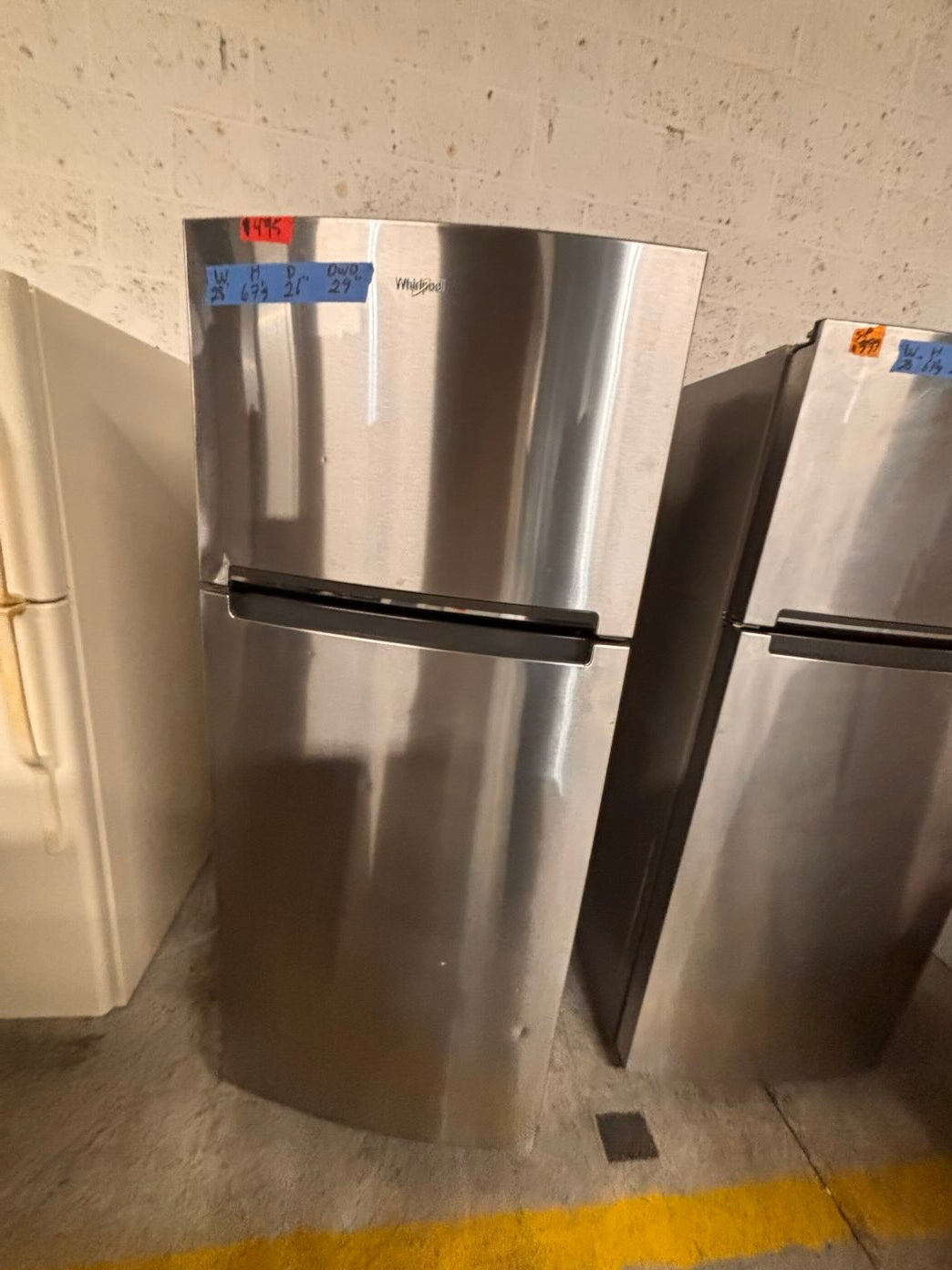 }}special 🔥28” whirlpool top freezer fridge stainless steel  used-refurbished working 💯  with warranty #FTW66ZB