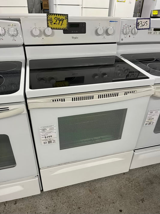 Whirlpool electric 220v range 4 burner bake broil in white Refurbished 30" #ER939HB