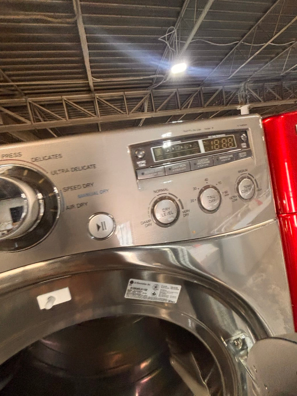 }}LG GAS  washer large capacity& dryer steam set front load stackable or side by side gray-silver 27” working 💯 with warranty !   used-Refurbished #LGSQ77SET