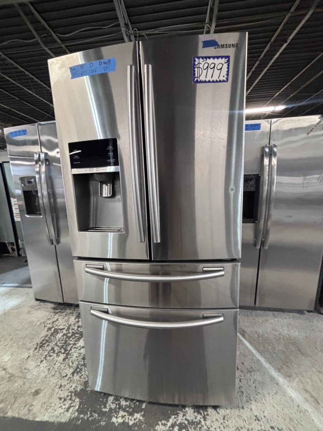 >*Samsung 4-doors French door Refrigerator 33w x 69h stainless steel w/ ice water dispenser 33" #RL7Q33QB