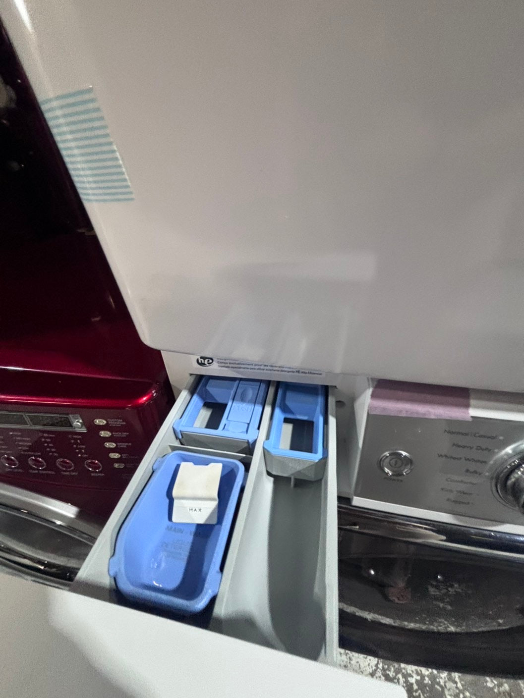 >*special🔥used great condition 29”refurbished kenmore washer & dryer set white color ,electric front load jumbo size stackable or side by side stainless steel drum 29" #WKM5S9B