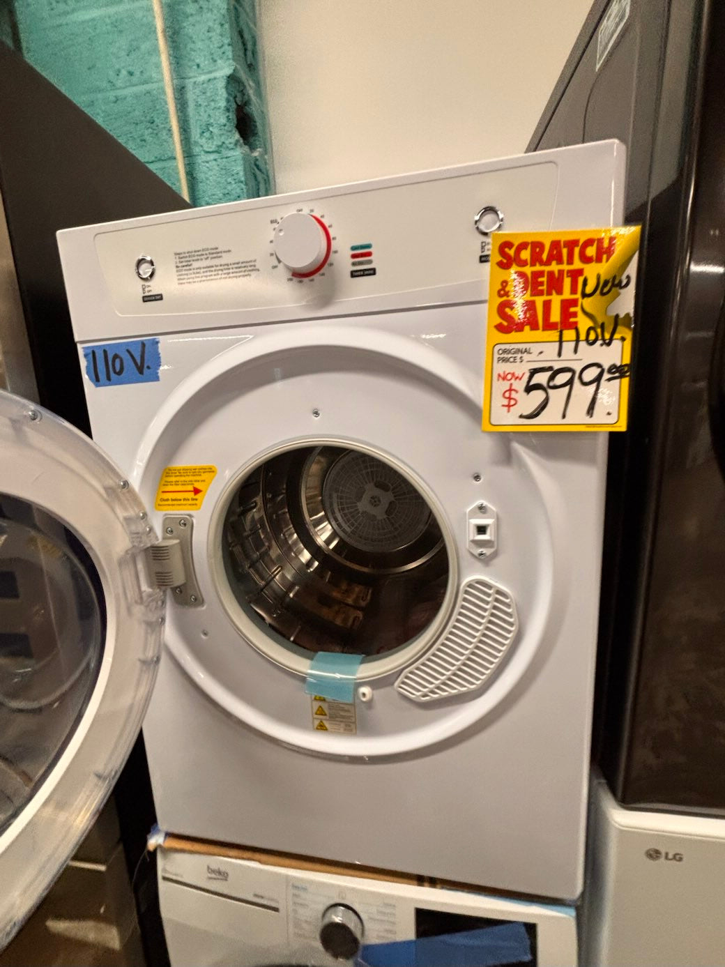 }} 24” Open Box 📦  110V regular 🔌  electric dryer in white color  with warranty , #G110GAB