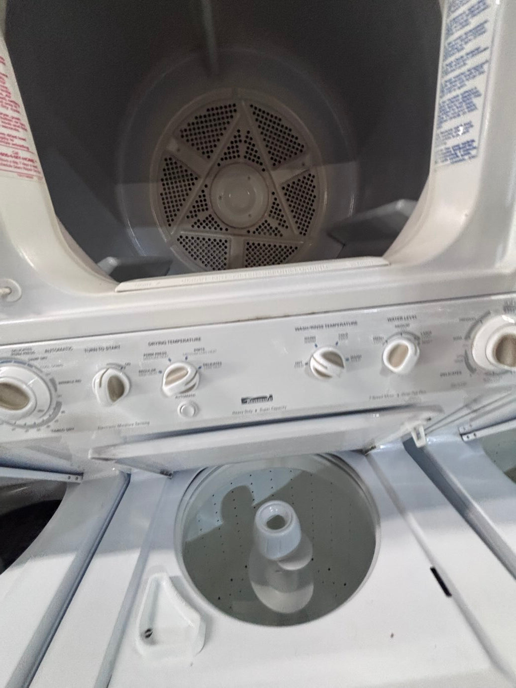 }special 🎈🎈Kenmore used-  refurbished stacked laundry center Electric 220v washer & dryer unit in white 27" #LC27A15B