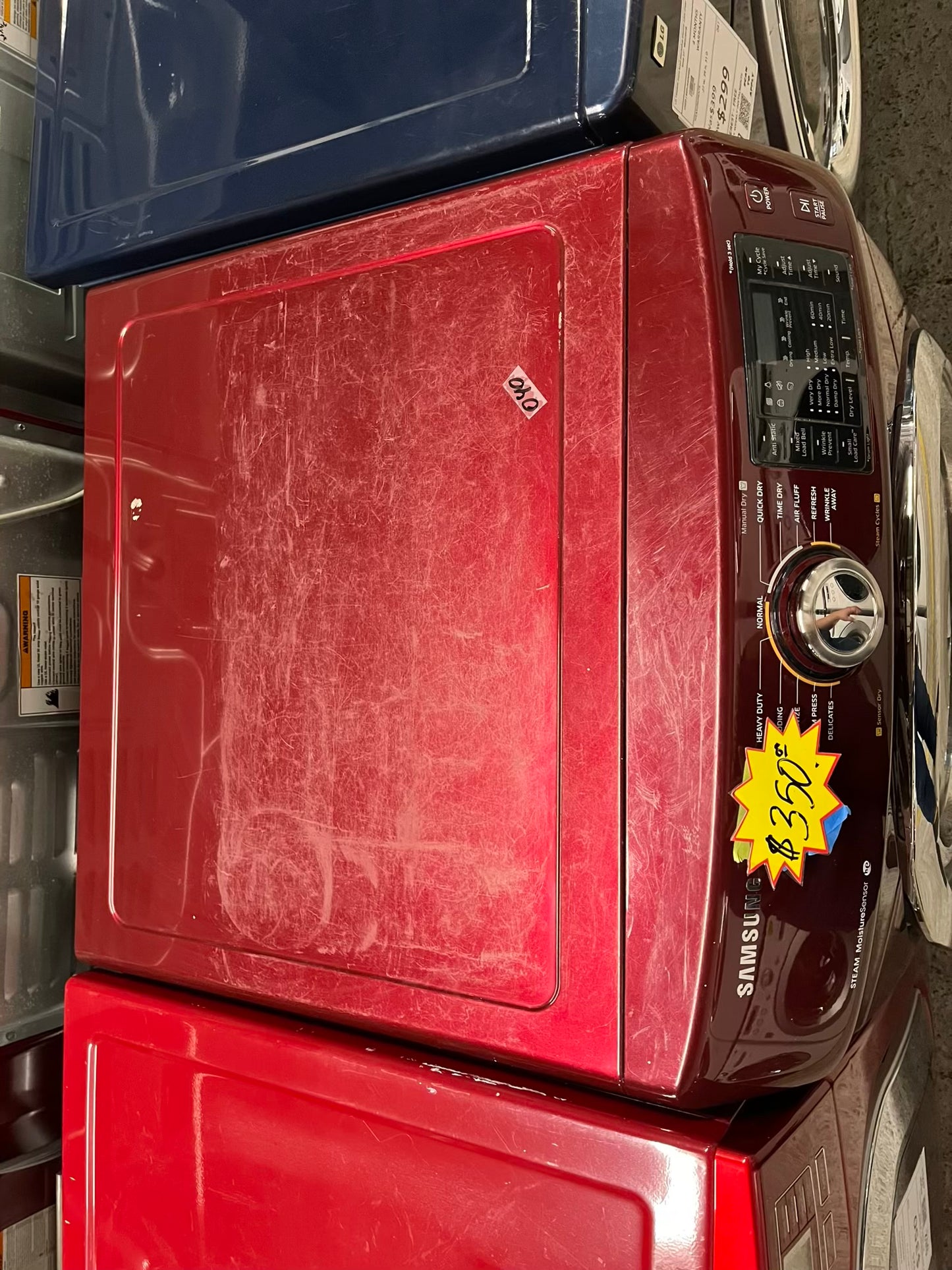 Samsung front load stackable electric 220v dryer in red 29" #ED298NB