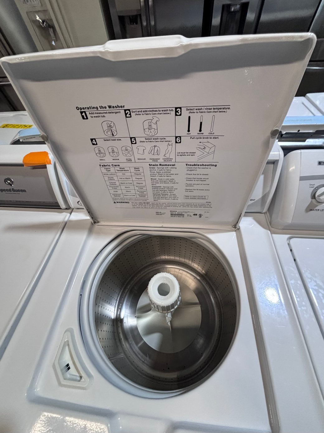 }speed queen top load washer large capacity with agitator & electric dryer 220v  set top load side by side used, refurbished      #SZA6TOB