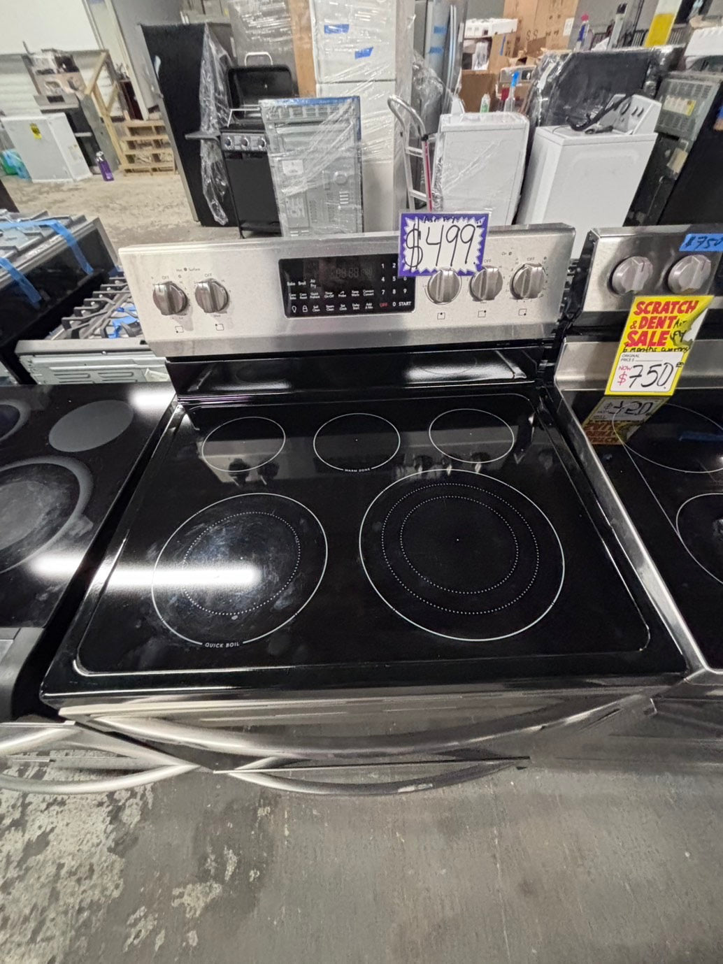 >*frigidaire Air-fry Glass Top electric stove stainless steel convection oven bake broil 5 burner Self clean 30” used-Refurbished #FEA5Q1B